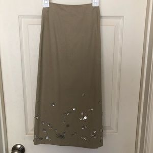 Vintage J Crew skirt decorated with abalone like buttons.